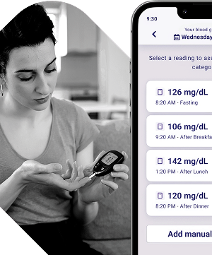 Woman checking blood sugar with glucometer, promoting YPrime’s GLP-1 clinical trials playbook