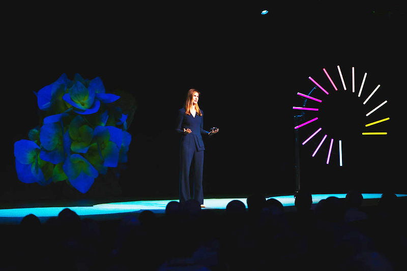 Lindsay Daniel, Chief Human Resources Officer at YPrime, speaks on stage about how psychological safety can drive innovation in clinical research.